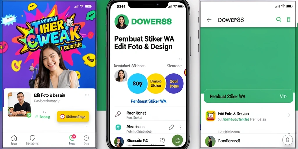 Antarmuka utama DOWER88 untuk pembuatan stiker WA yang intuitif.