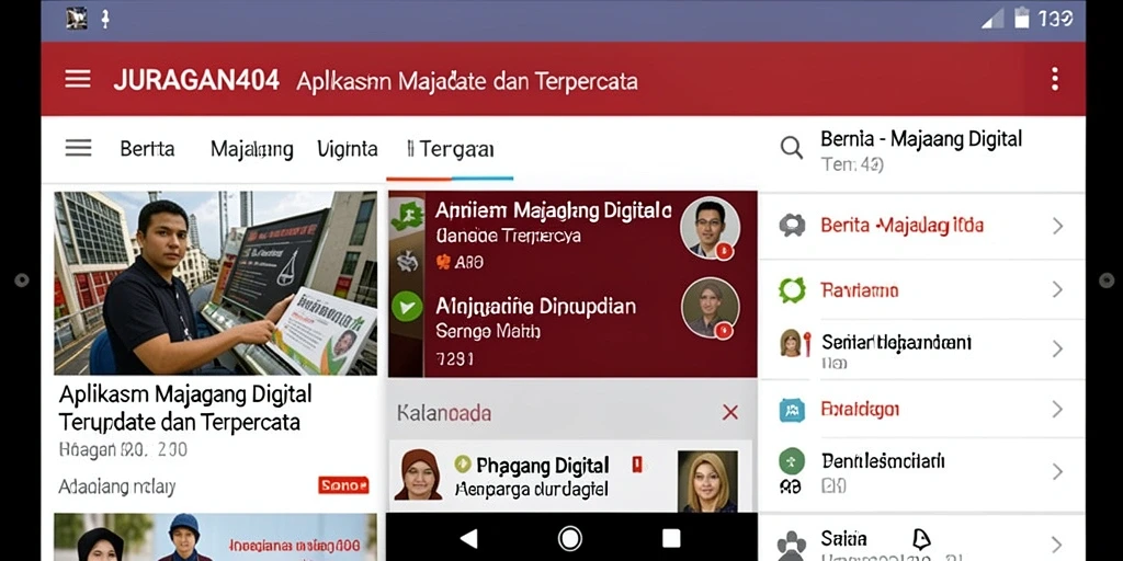 Tampilan menarik aplikasi JURAGAN404 yang menyajikan berita terkini.