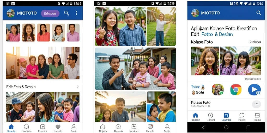 Tampilan antarmuka MIOTOTO yang intuitif untuk kolase foto.