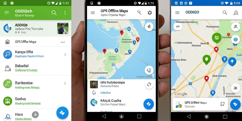 Tampilan antarmuka ODDIGO dengan fitur navigasi GPS Offline Maps.